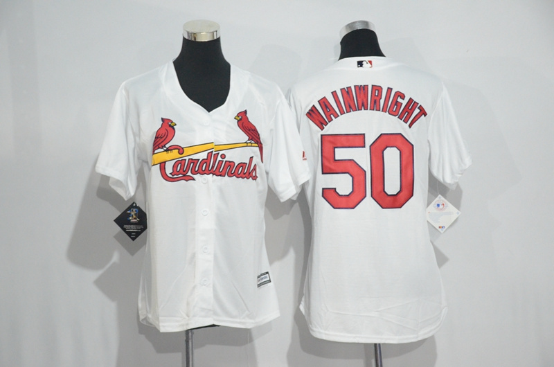 Womens 2017 MLB St. Louis Cardinals #50 Wainwright White Jerseys